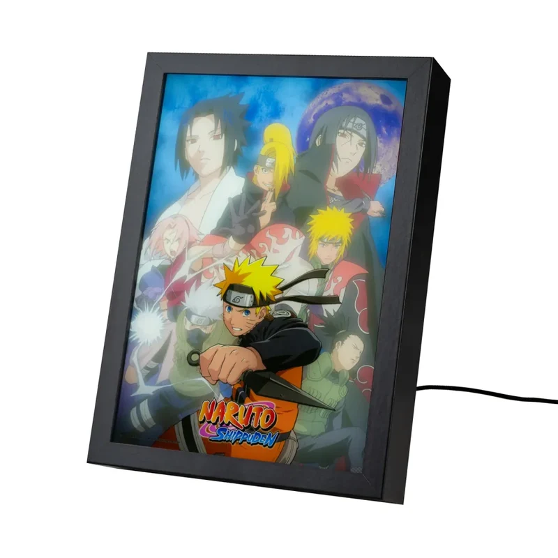 Quadro LED (Naruto Shippuden) Manga Anime Poster Stampa Lamina decorativa Illuminata per cameretta ragazza, stanza bambine/Decorazione Ufficiale Gadget da parete o tavolo Incorniciata