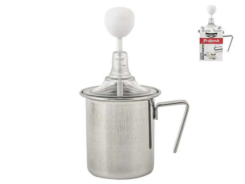 Frabosk Montalatte Manuale 'Caffè Macchiato' 1 Tazza | Schiumalatte Professionale in Acciaio Inox | 100% Made in Italy | Creamer per Cappuccino e Latte Schiumato