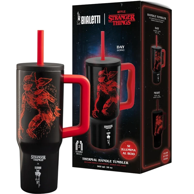 Bialetti Bicchiere Termico con Manico Stranger Things 900ml - Serie Netflix