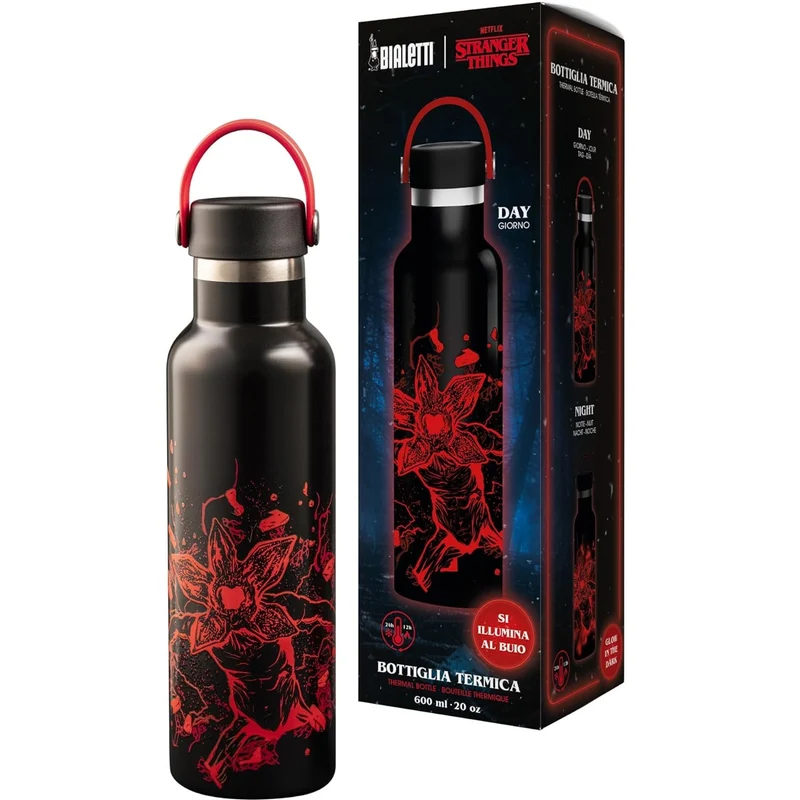 Bialetti Borraccia Termica Stranger Things Glow in the Dark 600ml - Serie Netflix