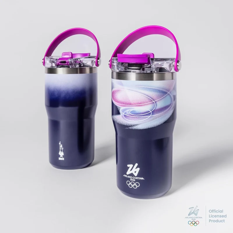 BIALETTI Borraccia Termica Viola Milano Cortina Bottiglia Isotermica Thermal Mug