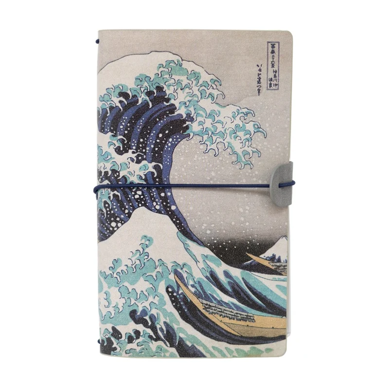 Taccuino HOKUSAI "The Great Wave of Kanagawa" Diario Personale Viaggio 2 Quaderni Sostituibili: Bullet Journal Puntinato e a Righe 160 pag