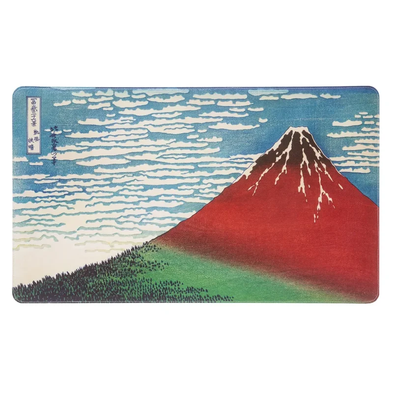 Tappetino Mouse Tastiera XXL In Pelle Vegana (Hokusai) Desk Mat Gaming Scrivania 60x35 cm