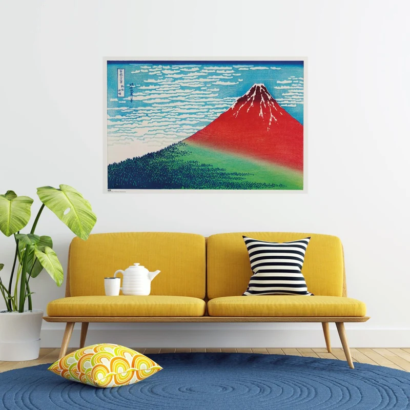 Maxi Poster Artistico Hokusai (Vento leggero, mattino sereno) Fuji rosso 91x61cm Incorniciabile Xilografia Arte Museo