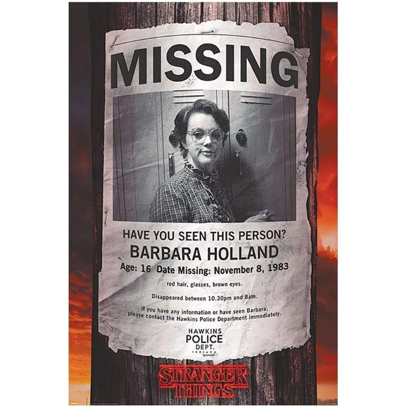 Maxi Poster Locandina Stranger Things (Barb Missing) Horror Incorniciabile 91x61cm