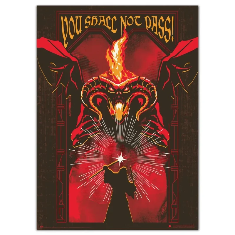 Poster Premium Luminoso Il Signore degli Anelli Balrog Illumina al Buio 50x70cm Luminescente