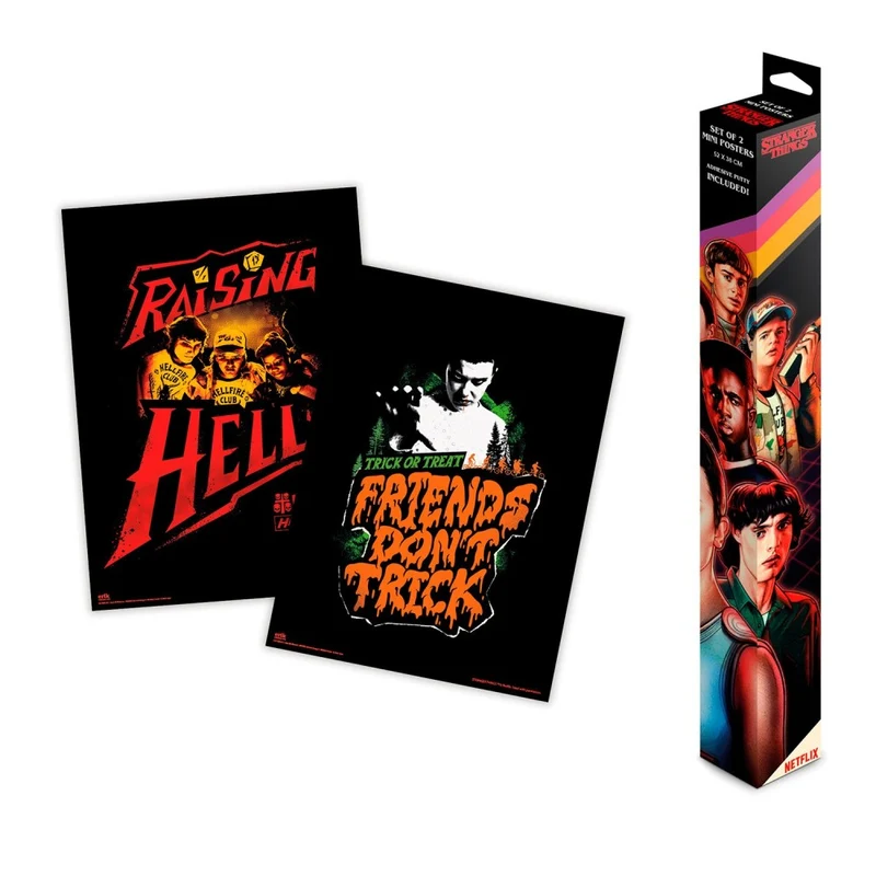 Set 2 Poster Luminoso (Stranger Things) Illumina al Buio Luminescente 38x52cm