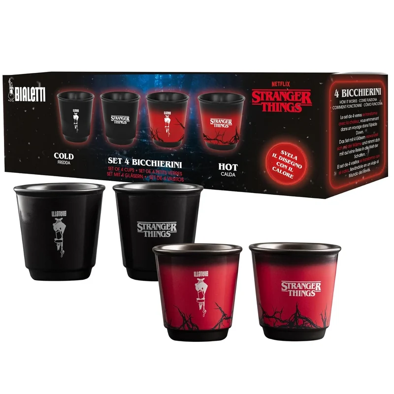 BIALETTI Set 4 Bicchierini Cambia Colore Stranger Things Termosensibili 90ml