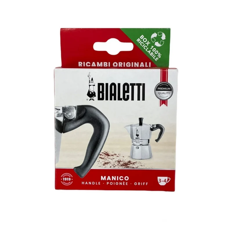 Bialetti Ricambio Originale - Manico per Caffettiera Moka Express, Adatto per Modelli da 3 e 4 Tazze, Innesto Verticale