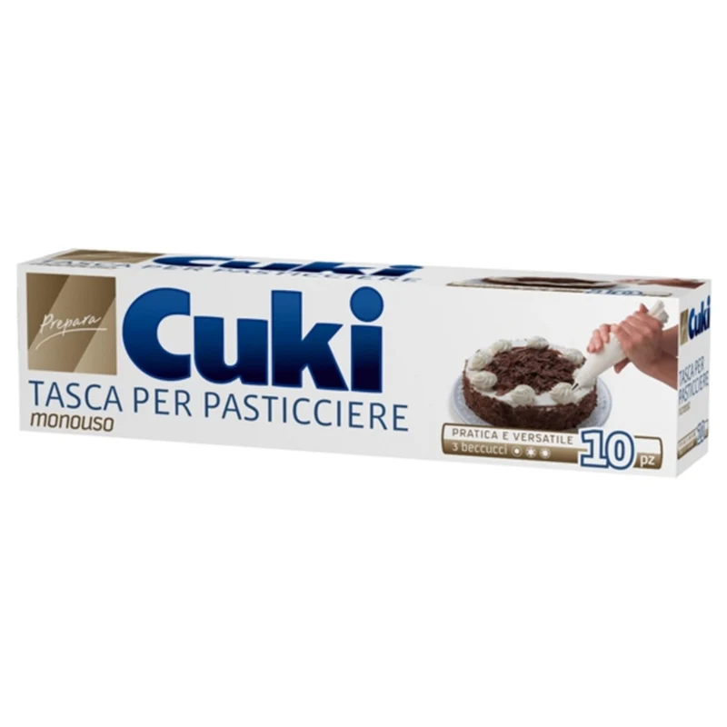 Cuki Tasca per Pasticciere | Kit 10 Tasche Monouso + 3 Beccucci Riutilizzabili | Sac à Poche Pratica e Versatile per Decorazione Dolci