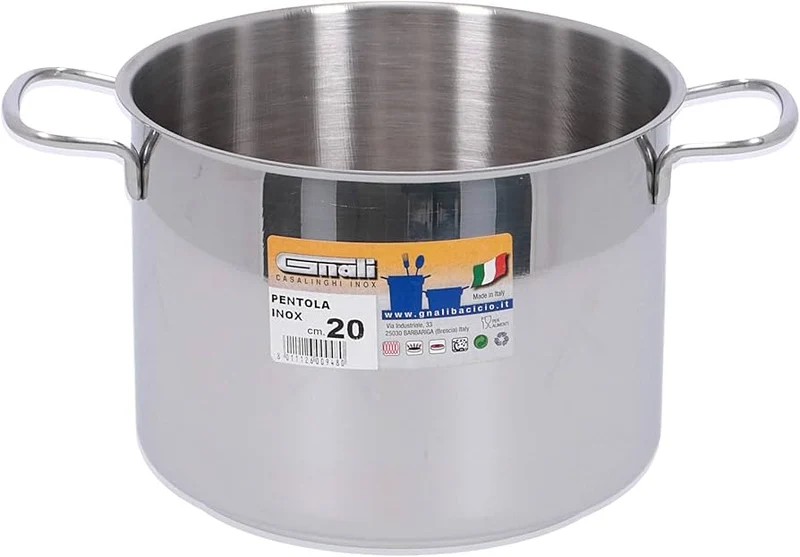 Gnali Casalinghi Realterm Pentola 2 Manici Ø 20 cm Nickel Free Inox – Eccellenza Italiana per Induzione
