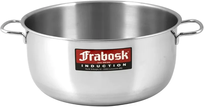 Frabosk Casseruola 2 Manici Inox Lusso cm 40 | Linea Etherna in Acciaio Inossidabile | Per Tutti i Piani di Cottura e Induzione