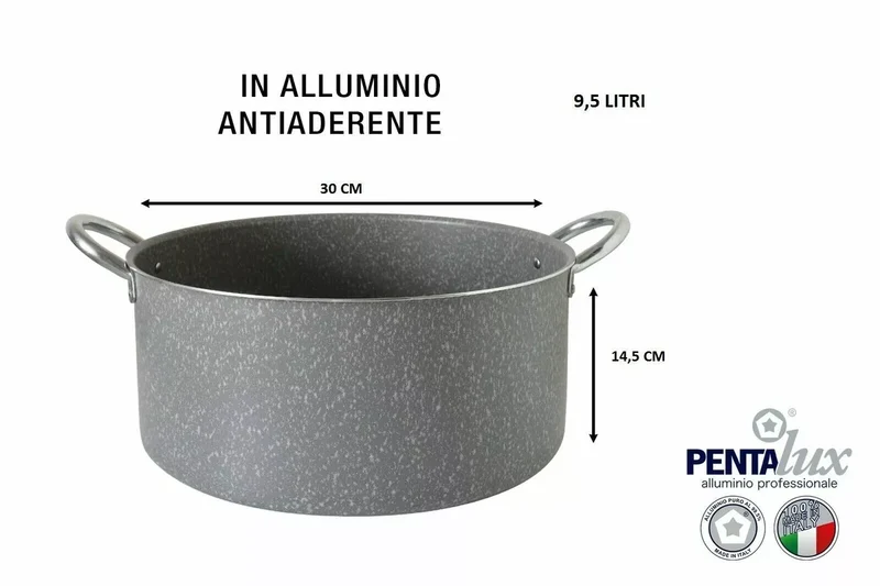 Italpent Pentalux Casseruola Antiaderente Stone Line Ø 30cm 9.5L Senza Nickel PFOA