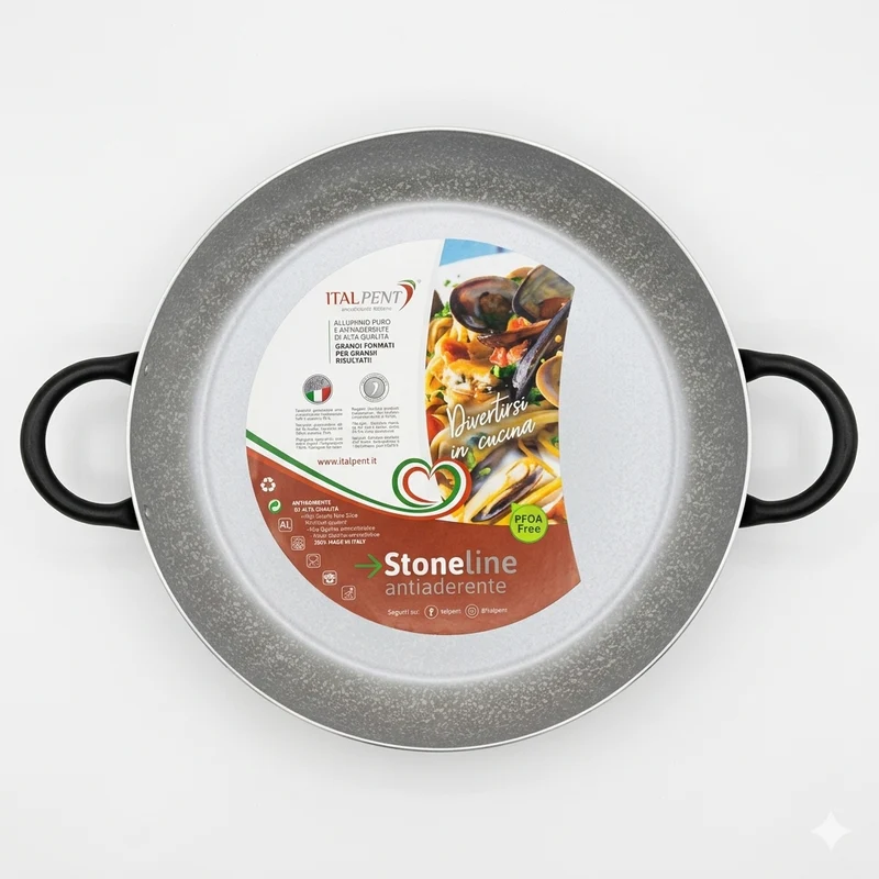 Italpent Stone Line Tegame Alto in Alluminio 40cm con Manici Inox – Cottura Professionale Antiaderente