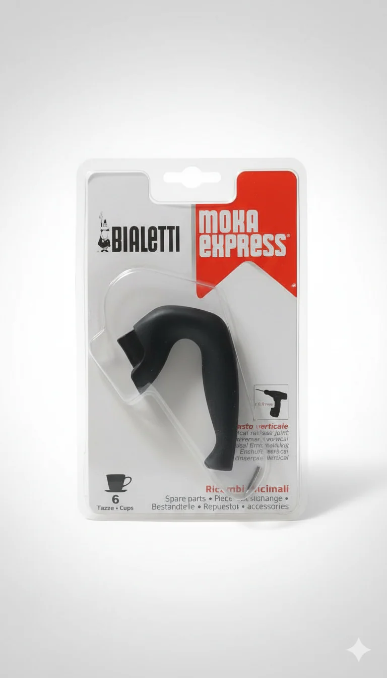 Bialetti Ricambio Originale - Manico per Caffettiera Moka Express, Adatto per Modelli da 6 Tazze, Innesto Verticale