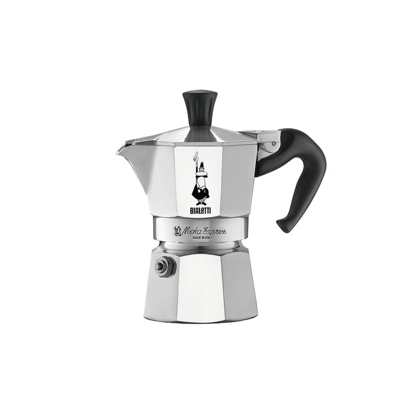Bialetti Moka Express – Caffettiera Originale 1 Tazza – L'Icona del Made in Italy dal 1933 in Alluminio con Valvola Ispezionabile