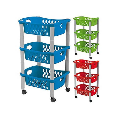 Stefanplast Carrello Multiuso Otello 3 Piani | Carrello Salvaspazio con Ruote 30x40x70 cm | Organizer Pratico per Cucina, Bagno e Ufficio