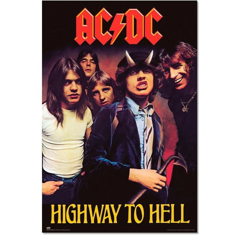Maxi Poster Rock: AC DC (Highway to Hell) Incorniciabile Album Musicale Fan Rockstar, Regalo Cameretta 91x61 cm