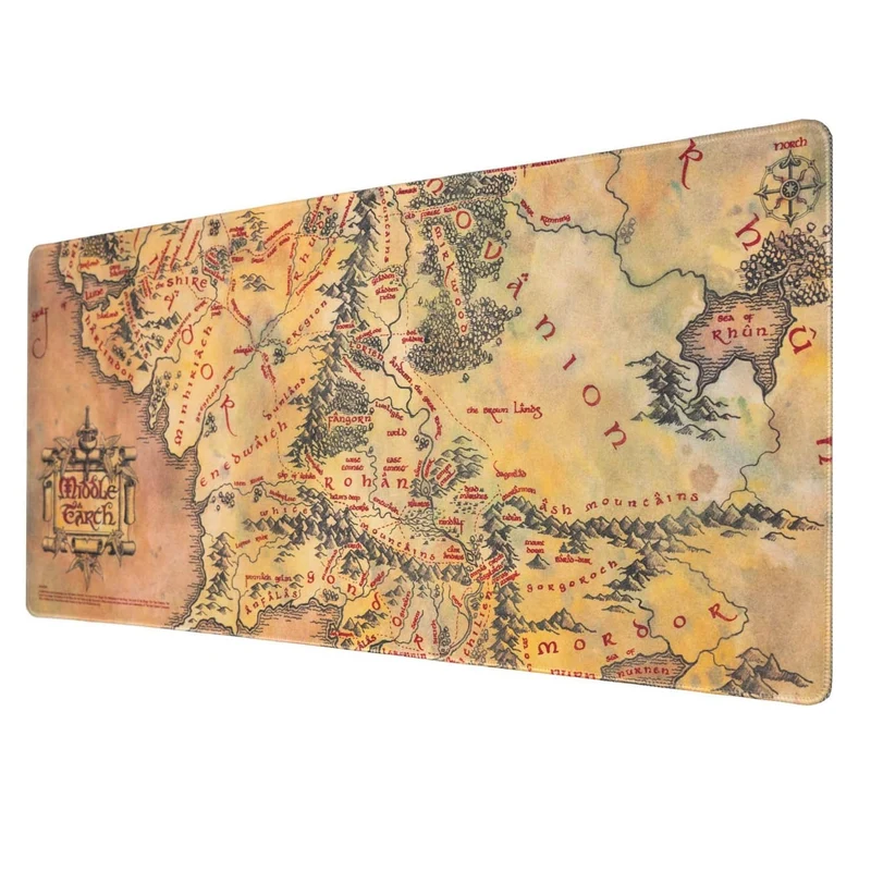 Il Signore degli Anelli Tappetino Tastiera E Mouse Mappa Terra di Mezzo Pc XXL Desk Mat