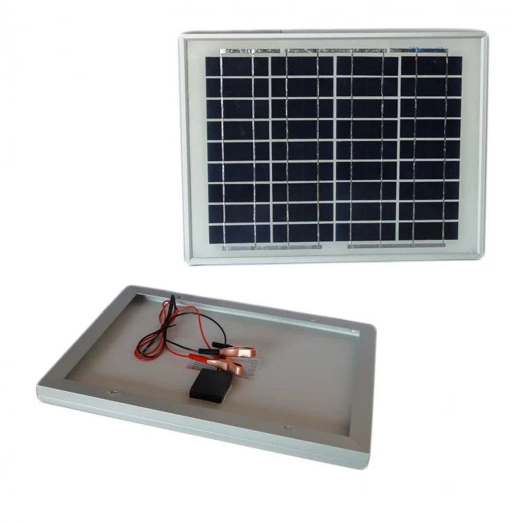 Pannello Solare Fotovoltaico Celle Silicio Modulo 10W Watt 12V Pinze Batteria