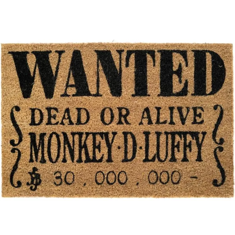 Zerbino - One Piece (Wanted) Tappeto per Ingresso Esterno e Interno, Cocco Divertente e Base in In Pvc Antiscivolo per Cameretta Bagno 40X60Cm