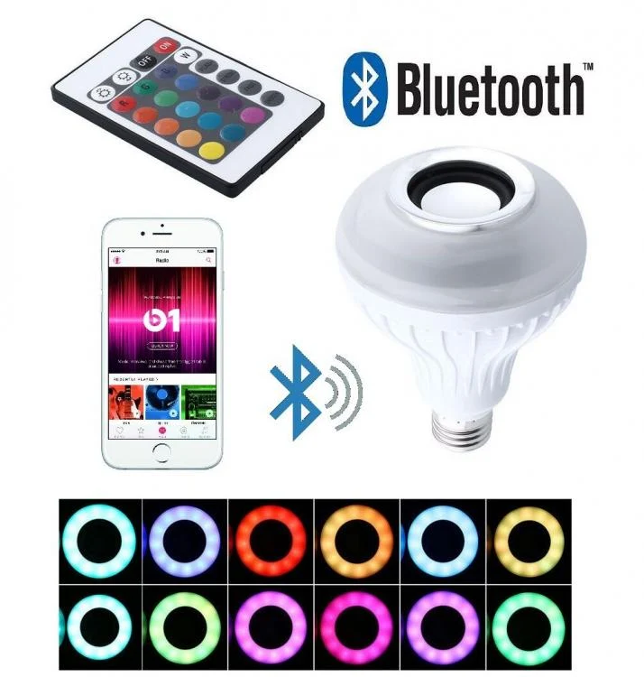 Lampada Lampadina - Speaker Led Bianca Rgb E27 Cassa Bluetooth Telecomando Bulbo