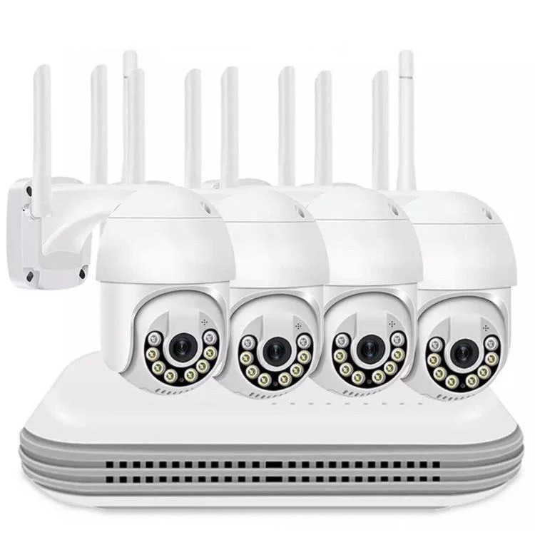Kit Videosorveglianza Wireless Nvr 4 Canali 4 Telecamere Ptz Motorizzate Wi-Fi