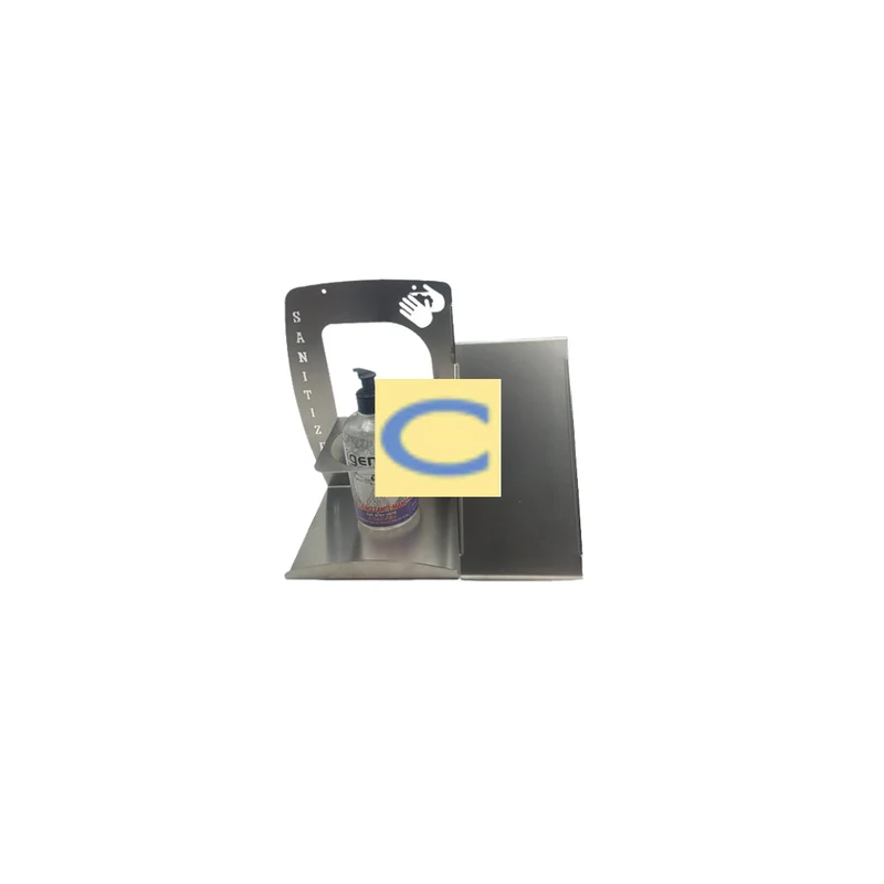 Covid-19 - portadispenser inox da banco con portaguanti completo di GEL
