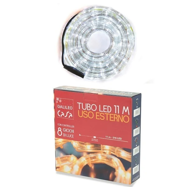 Galileo Tubo Led Luminoso 10-11M Bianco Freddo Da Esterno Luci Addobbi Di Natale
