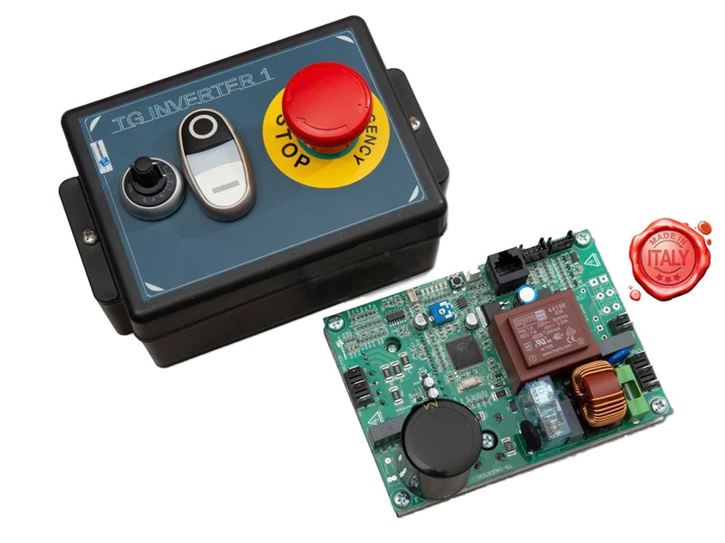 Tritacarne - scheda bassa tensione 230/400v mod. Tg inverter 1 completa di scatola pulsante doppio fungo emergenza e potenziometro