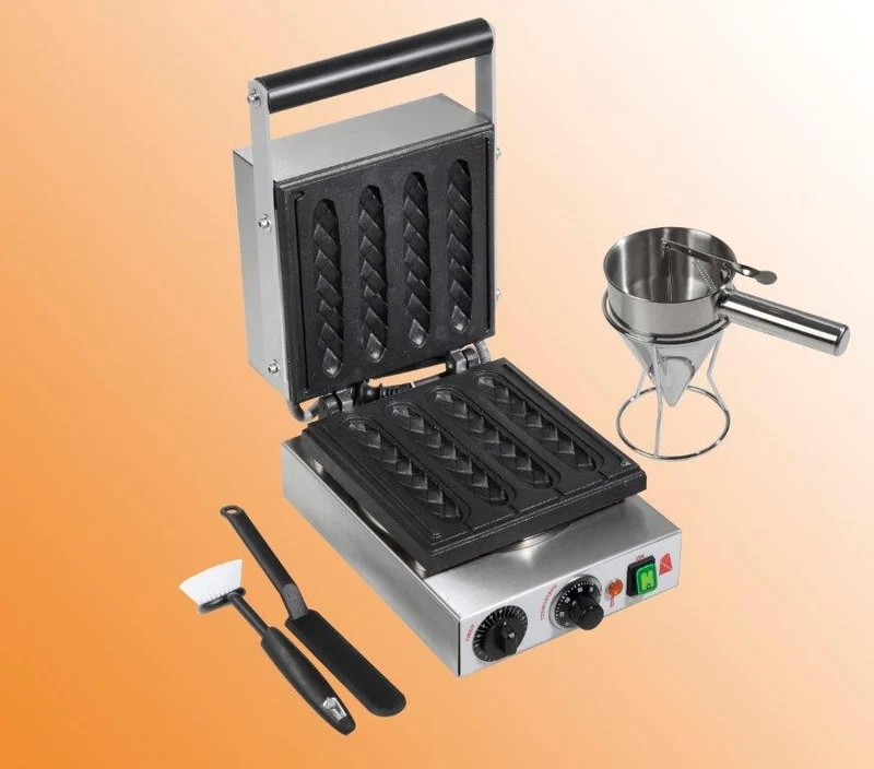 Macchina produzione crepes su stecco piastra tripla 12 pezzi made in Italy
