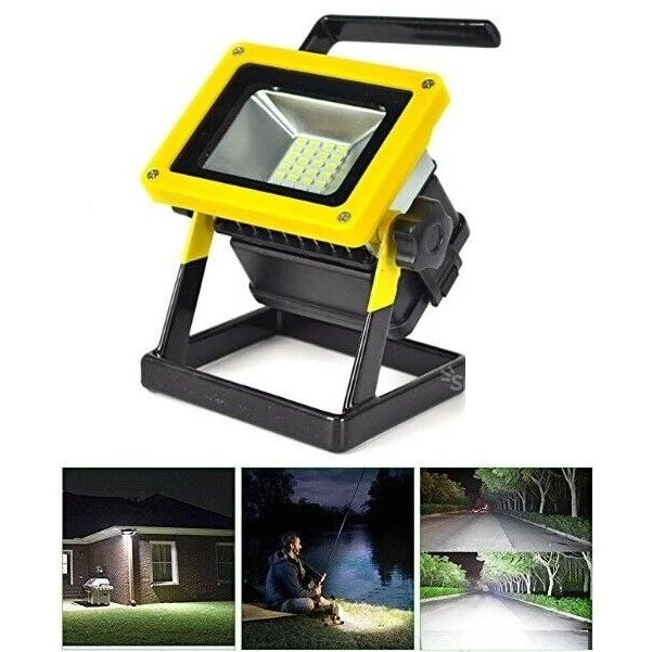 Faro Faretto Led Portatile 10W +2W Luce Lavoro Con Batteria Ricaricabile Lampada