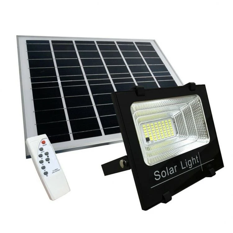 Faro Faretto A Led 25W Smd Con Pannello Solare Sensore Crepuscolare Telecomando
