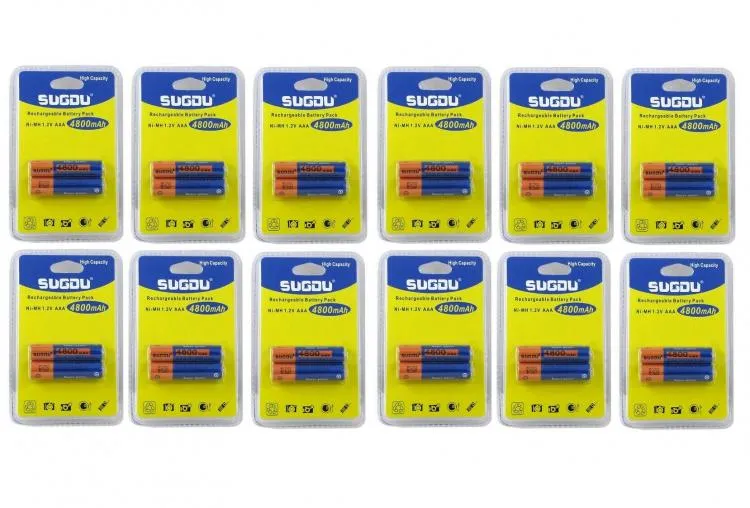 24 BATTERIE MINI STILO AAA RICARICABILI UNIVERSALI Ni-MH 1.2V 4800mAh 12 BLISTER