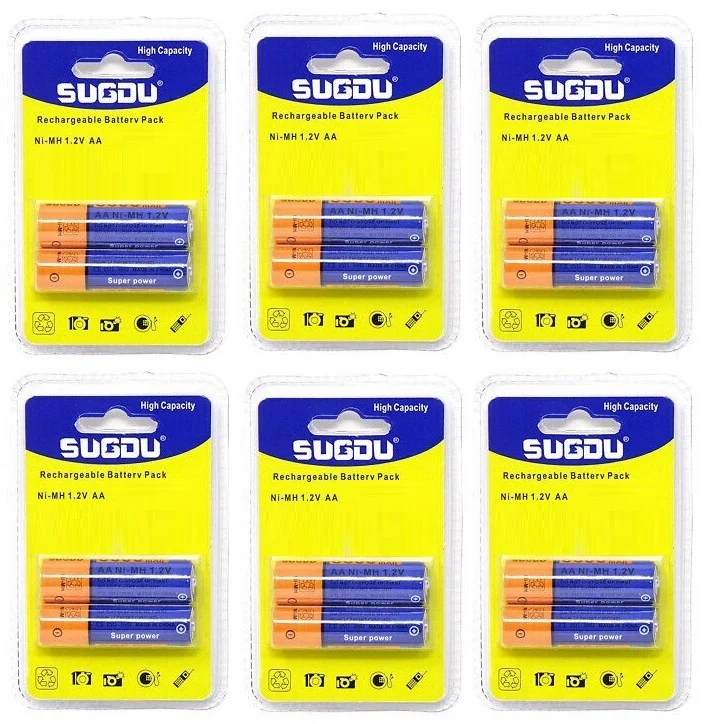 12 BATTERIE PILE STILO AA RICARICABILI UNIVERSALI Ni-MH 1.2V 5300mAh 6 BLISTER