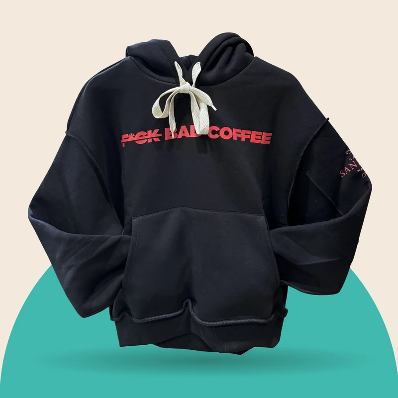 Felpa Nera F*ck Bad Coffee - Caffè Sansone Cotone Premium