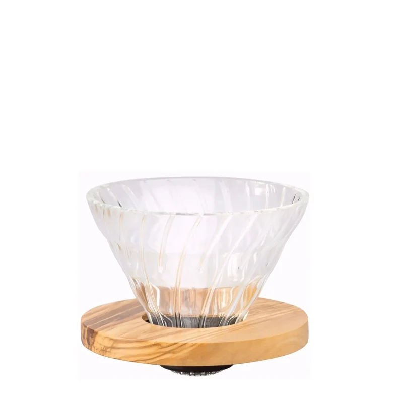 Portafiltro in vetro per caffè V60 01 - Legno d'olivo