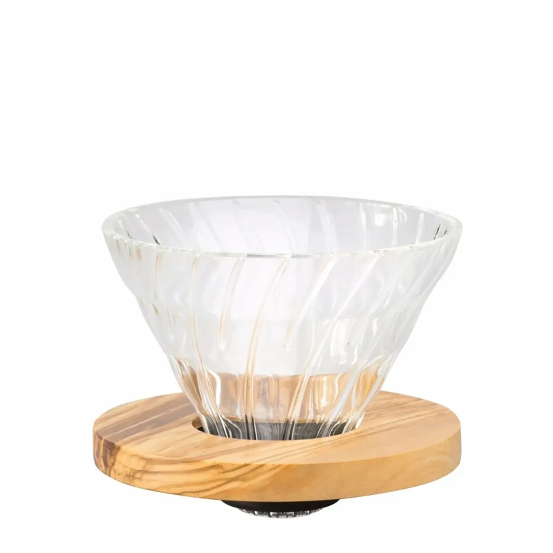 Portafiltro in vetro per caffè V60 02 - Legno d'olivo