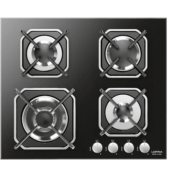 Lofra HGN6G0 Piano Cottura Nero Da incasso 60 cm Gas 4 Fornello(i)