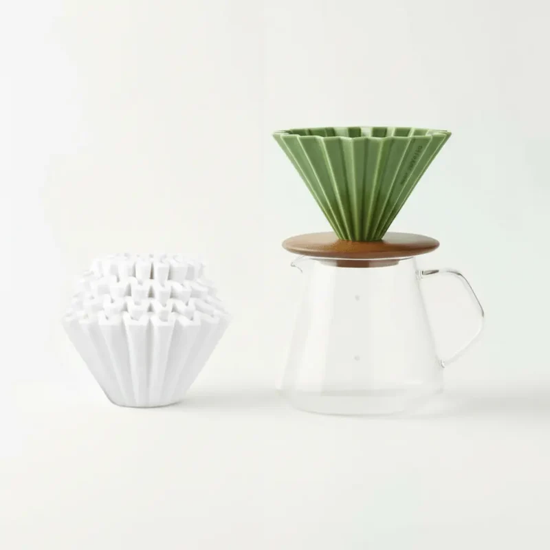 Set giapponese per infusione manuale - Gocciolatore Origami in ceramica