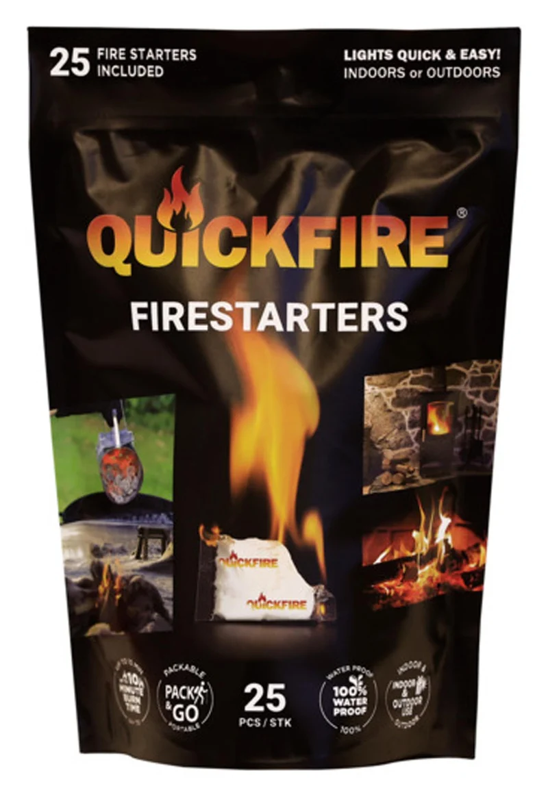 QUICKFIRE Feueranzünder 25 Zündbeutel à ca. 7g für Kamin Ofen und Grill
