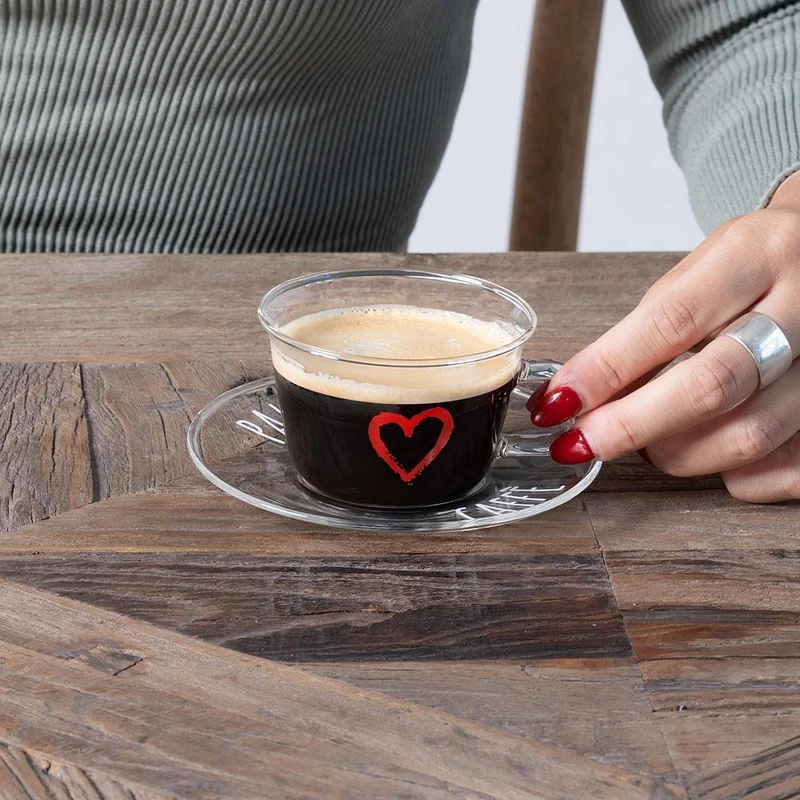 Set 2 tazze colazione Cuore Graffiti