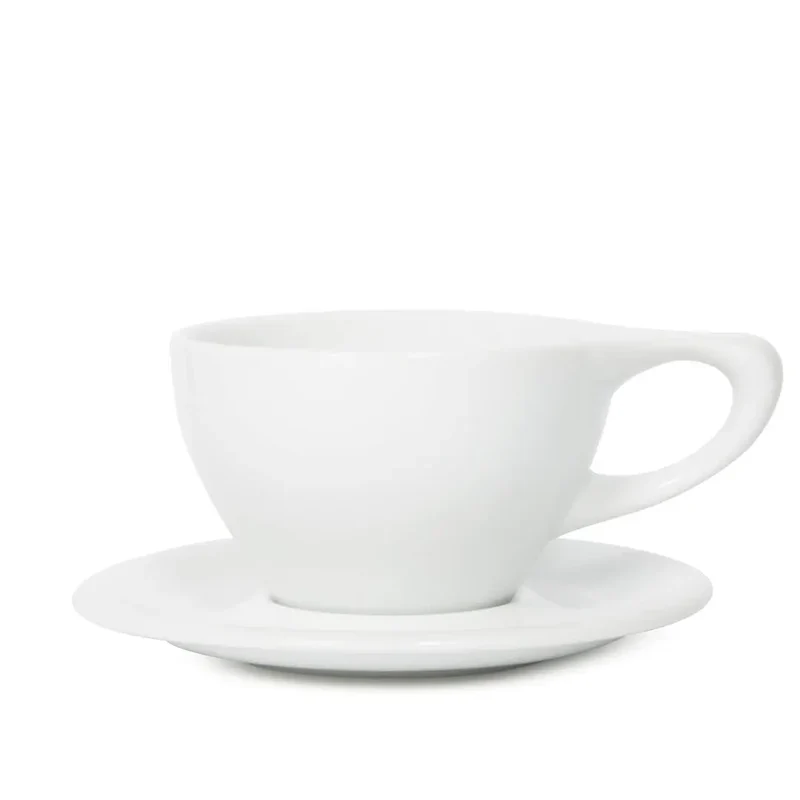 Lino Grande tazza latte 360ml con piattino - Bianco