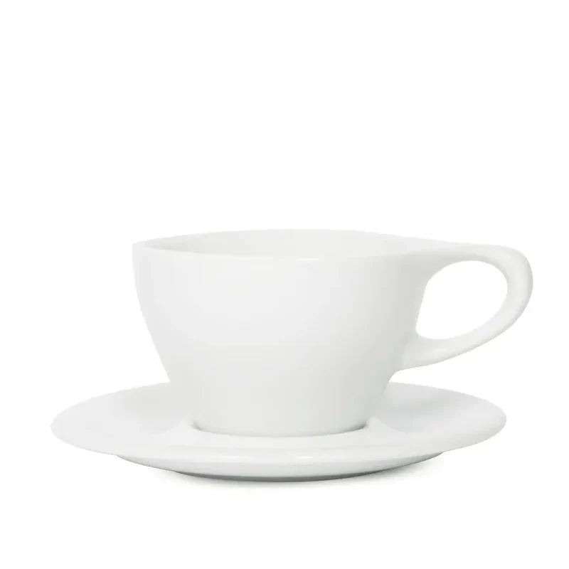 Lino Liten tazza da latte 240ml con piattino - Bianco