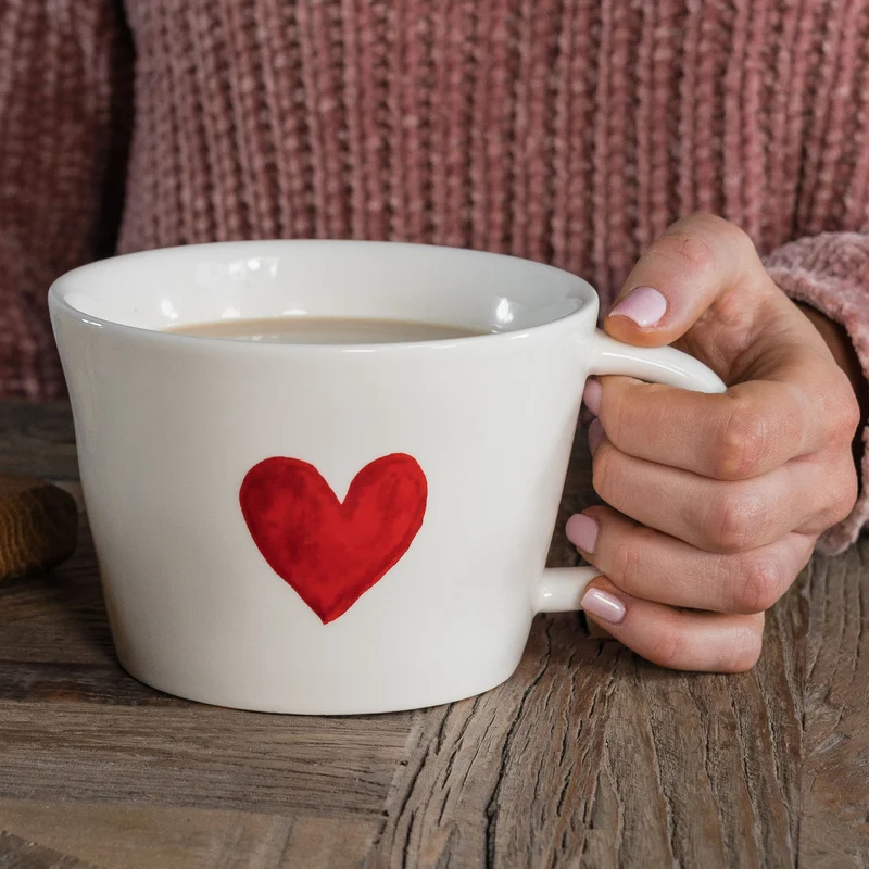 Tazza Colazione Cuore Rosso Acquerello