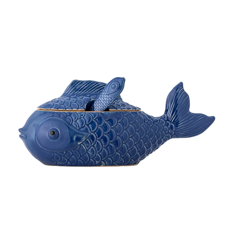 Hiro Gefäß mit Deckel und Löffel, Blau, Steingut