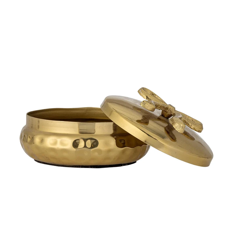 Meera Gefäß mit Deckel, Gold, Metall