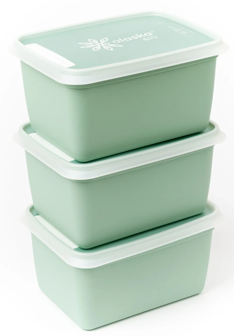 3er Set Alaska Bio Gefrierboxen 1000ml grün