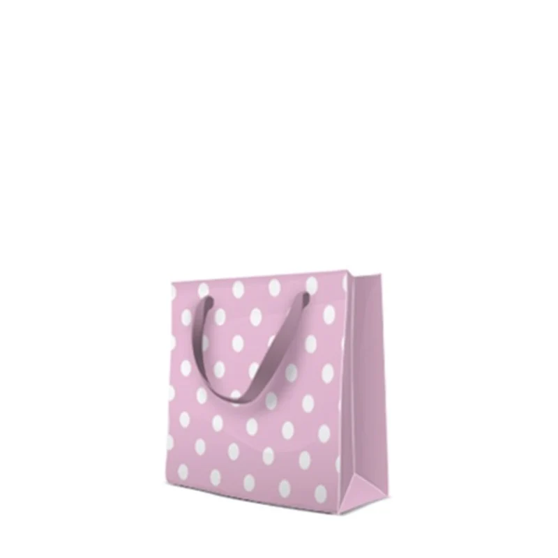 Geschenktüte rosa/weiss m. Punkten 17x6x17cm