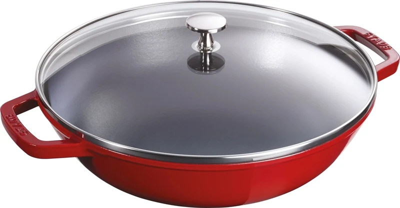Wok mit Glasdeckel Kirsch-Rot 4.4 lt., 30cm